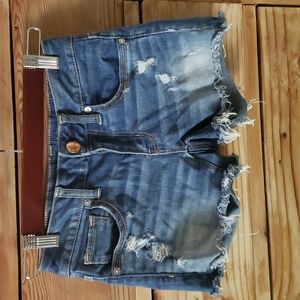 Women's American Eagle denim cut-off jean shorts size 0 Super Stretch